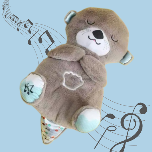 Peluche relajante para bebé que simula respiracion ( nutria gris )