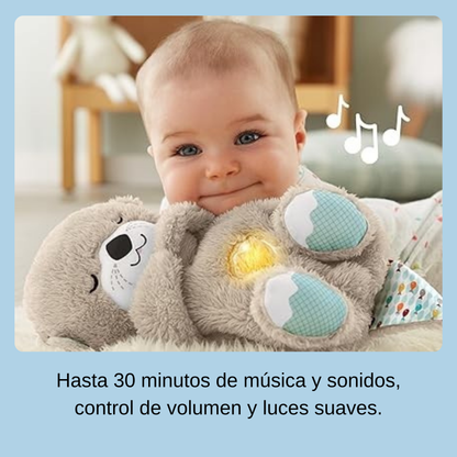 Peluche relajante para bebé que simula respiracion ( nutria gris )